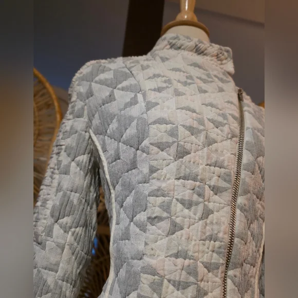 IRO Otavia Quilted Moto Jacket In Beige Multicolor Size French 36/US 4 - Picture 13 of 16